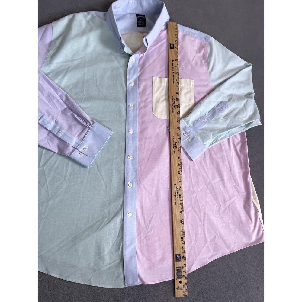 Brooks Brothers Mens 4XL Multicolor Plaid Patchwork Button Down Long Sleeve 1818 - Picture 6 of 8
